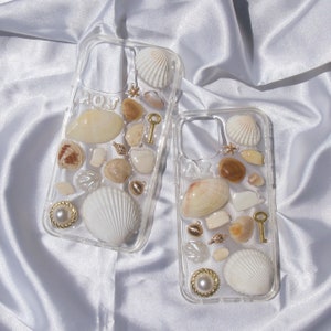 Coque de portable en résine de coquillage côtier faite main