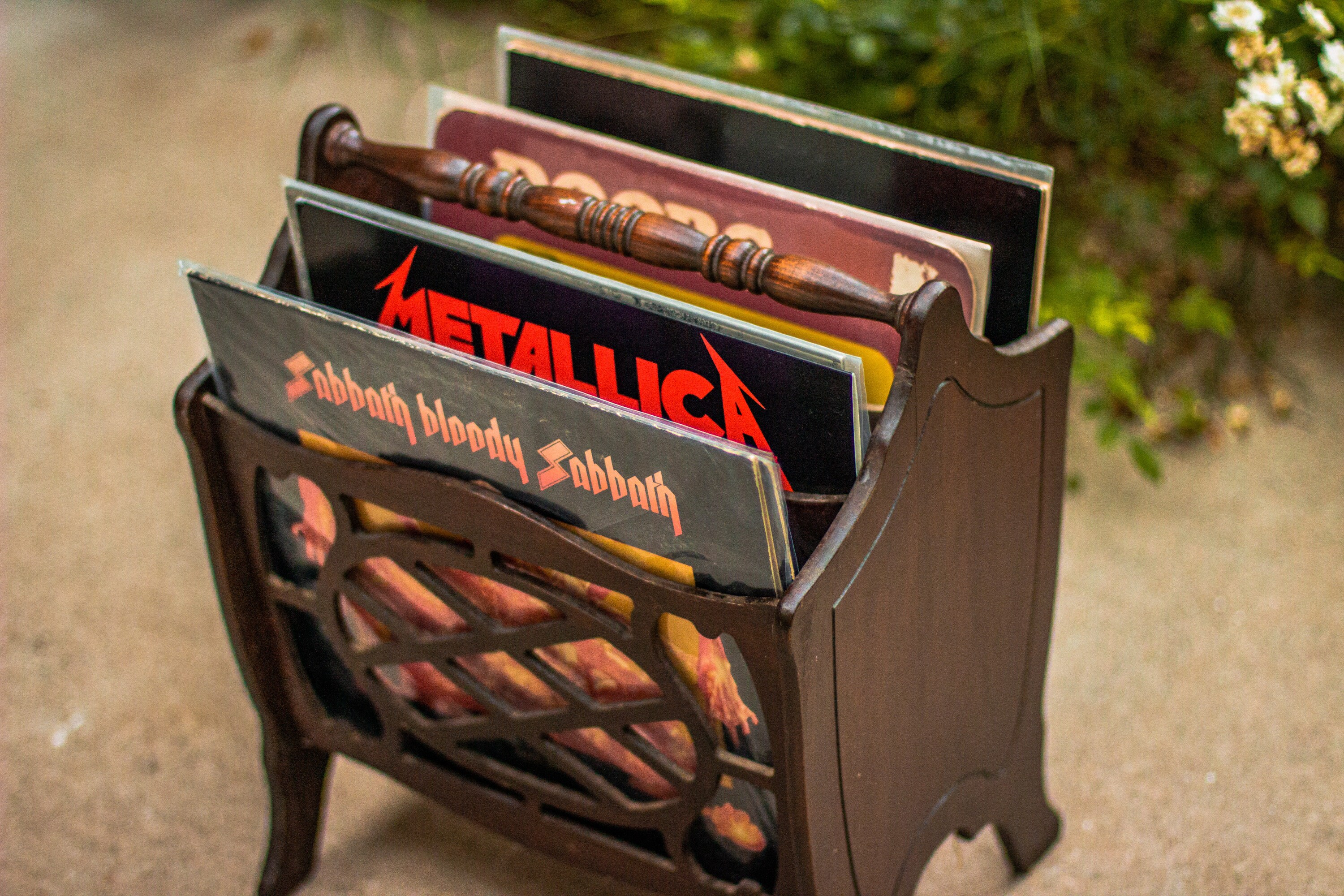 1930's Mahogany Wood Floor Rack for Magazines Newspaper or Vinyl