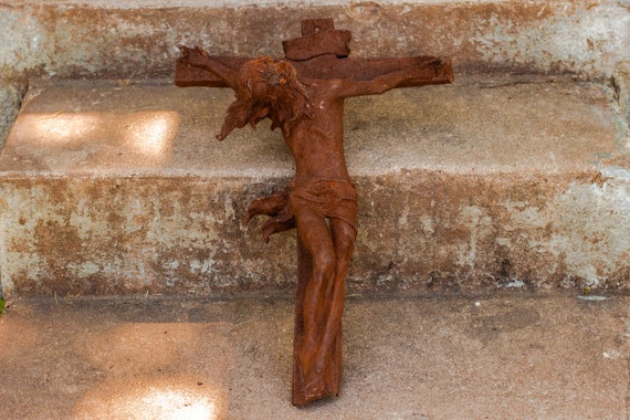 INSANE 19th Century French Iron Crucifix / Catholic / Religious / Christian / Spiritual / Jesus Christ / Easter / Mass / Gothic / Altar