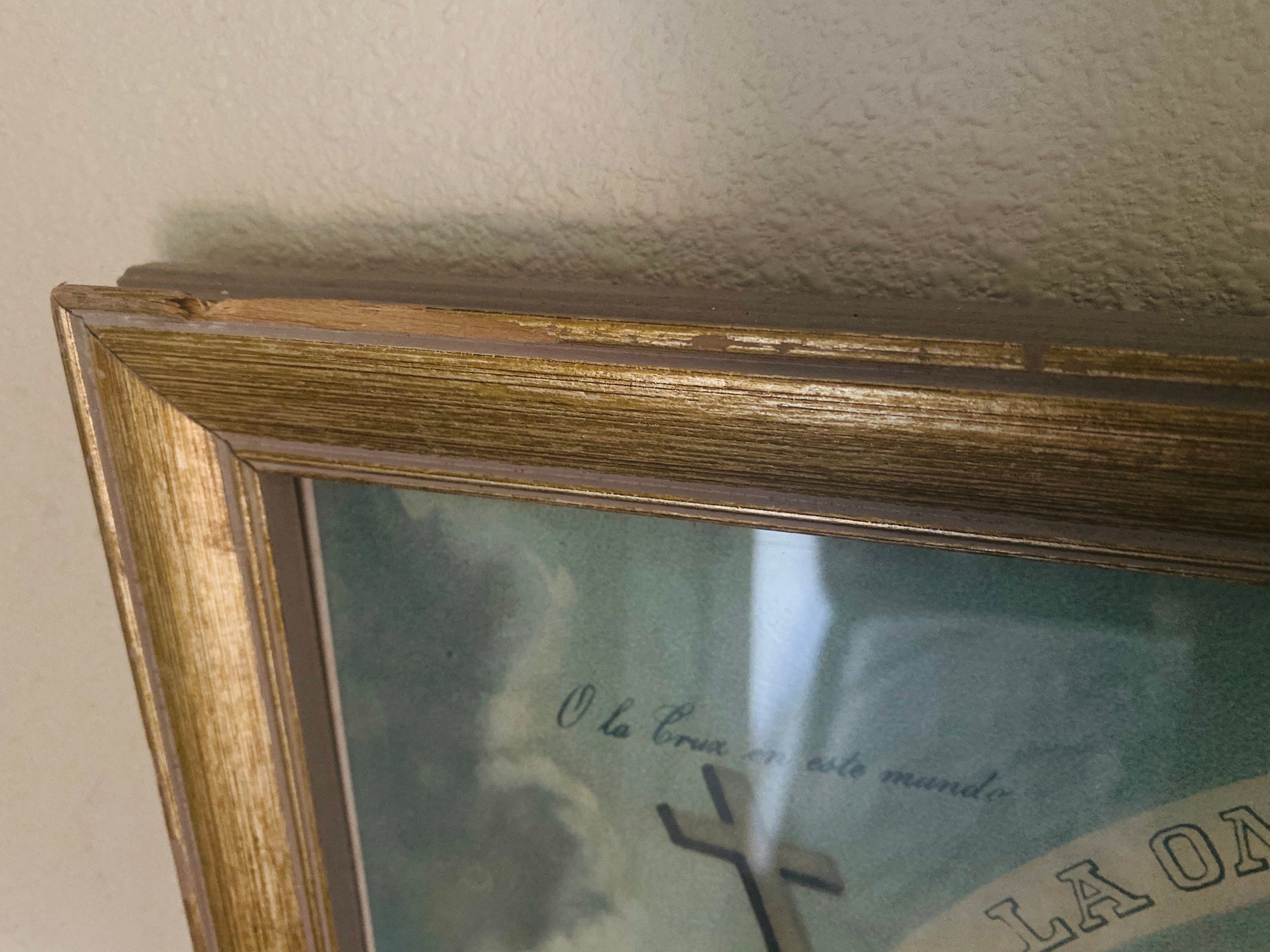 Early 1900's La Omnipresencia de Dios Lithograph with Gilded Wooden