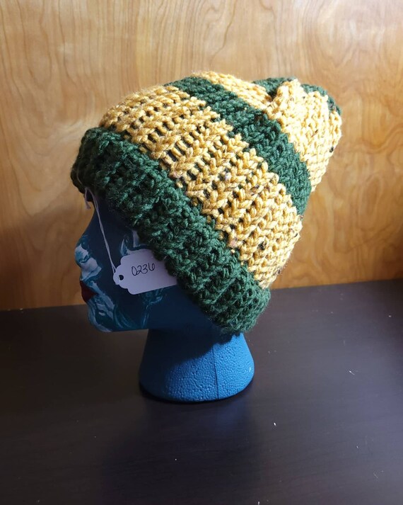 Green and Yellow Beanie | Etsy