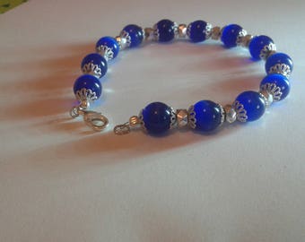 Blue cat eye bracelet and silver cups