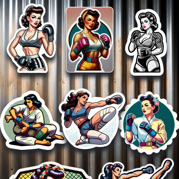 Fighter Pinups - Vintage MMA Fighter Sticker Pack