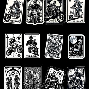 Pacchetto adesivi tarocchi per moto / Adesivi tarocchi per motociclisti / Arte motociclistica / Decalcomanie in vinile uniche