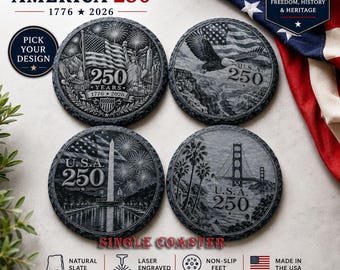 Limited Edition USA 250th Anniversary  Single Slate Coaster – Patriotic Independence Day Decor