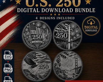USA 250th Anniversary Laser Engraving Files | Slate Coaster Designs (Digital Download)