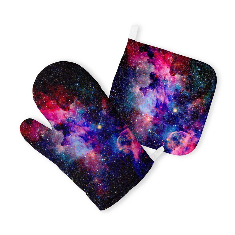 Space Potholders Oven Mitt Kitchen Decor Space Fabric Oven Glove Hotpad Saucepan Baking Wall Decor Double Oven Mitt Stove Boiling Pot ZZ8115