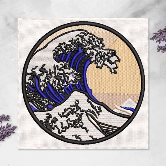 The Great Wave Stitching Scheme Kanagawa Embroidery Pattern Etsy