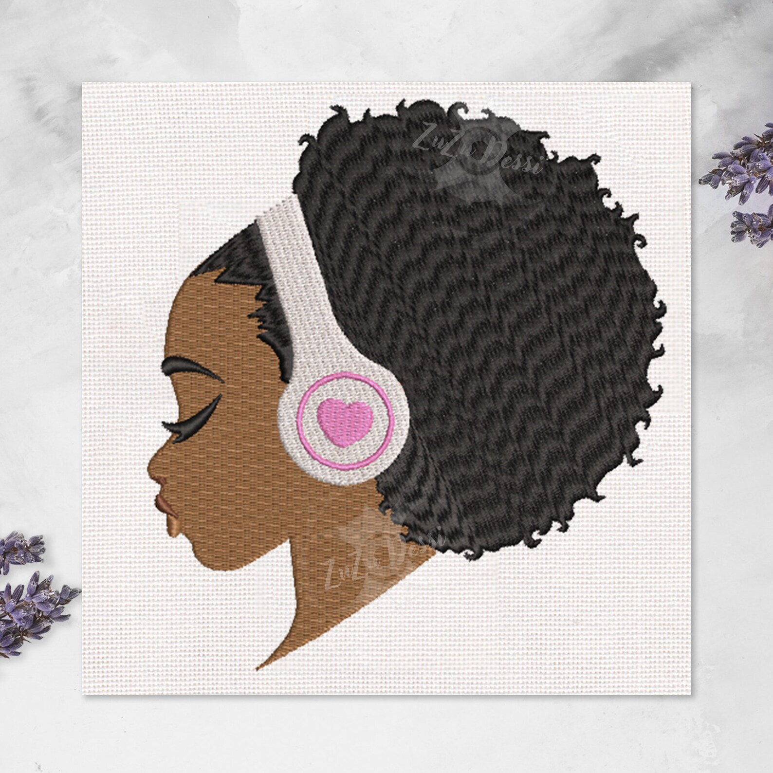 45+ Women With Headphones Embroidery
