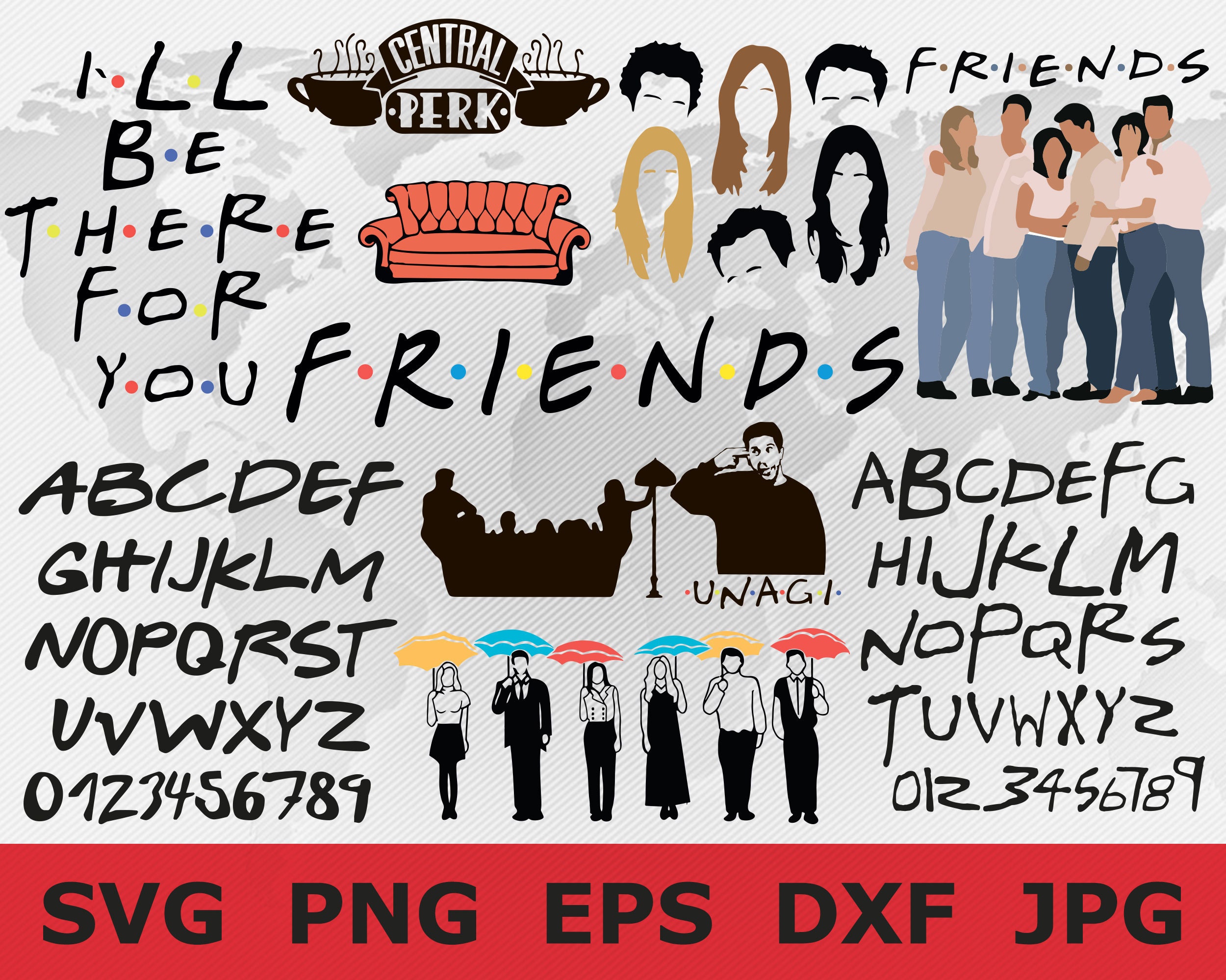 Download Friends TV Show Bundle SVG Central Perk Svg Friends Font Cut | Etsy