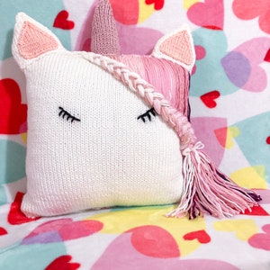 Sleeping Unicorn pillow simple knitting pattern baby girl pillow unicorn pillow baby girl nursery decor unicorn decor image 5