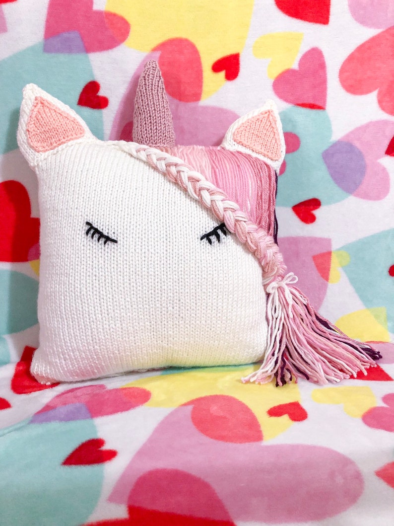 Sleeping Unicorn pillow simple knitting pattern baby girl pillow unicorn pillow baby girl nursery decor unicorn decor image 5