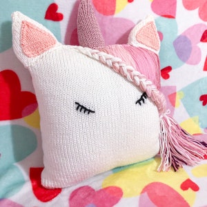 Sleeping Unicorn pillow simple knitting pattern baby girl pillow unicorn pillow baby girl nursery decor unicorn decor image 4