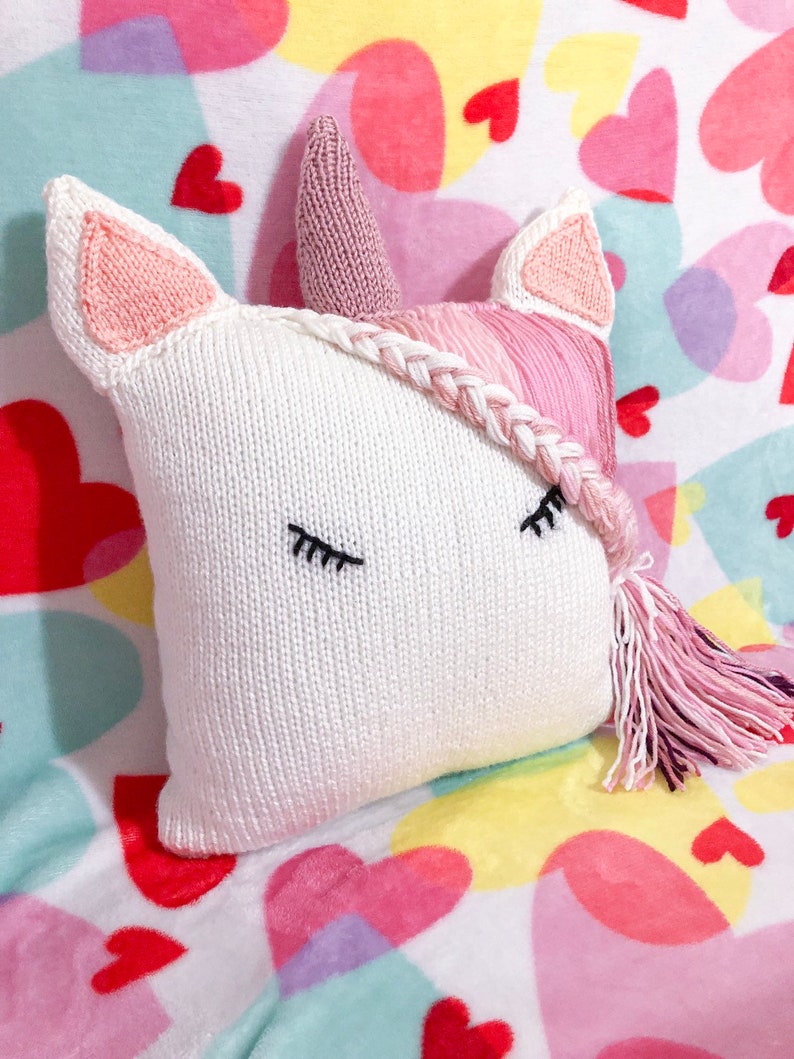 Sleeping Unicorn pillow simple knitting pattern baby girl pillow unicorn pillow baby girl nursery decor unicorn decor image 4