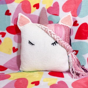 Sleeping Unicorn pillow simple knitting pattern baby girl pillow unicorn pillow baby girl nursery decor unicorn decor image 2