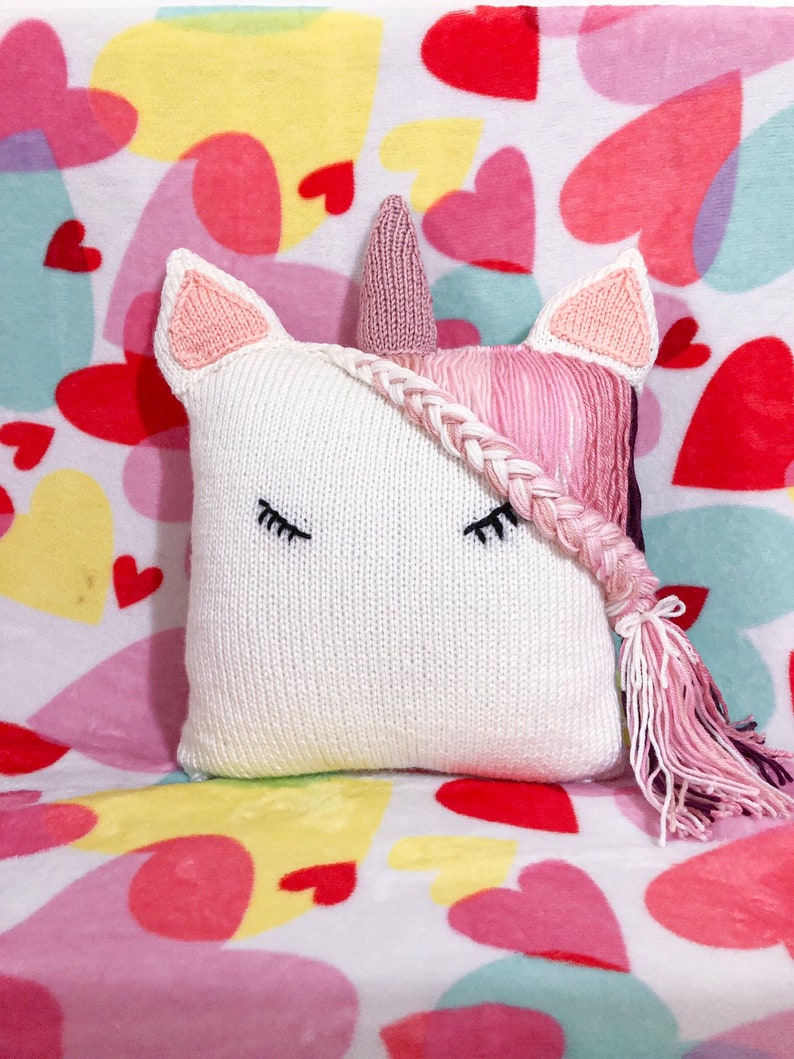 Sleeping Unicorn pillow simple knitting pattern baby girl pillow unicorn pillow baby girl nursery decor unicorn decor image 2