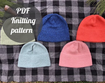 Easy double brim hat knitting pattern - simple double brim beanie pdf knitting pattern - knittind pattern hat - baby winter pattern