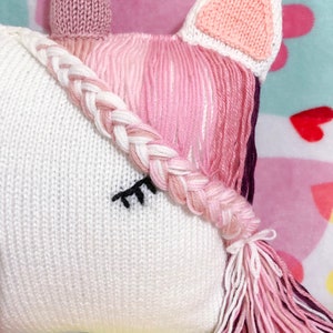 Sleeping Unicorn pillow simple knitting pattern baby girl pillow unicorn pillow baby girl nursery decor unicorn decor image 6