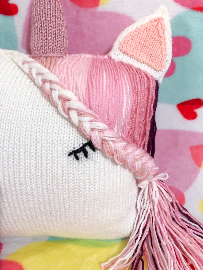 Sleeping Unicorn pillow simple knitting pattern baby girl pillow unicorn pillow baby girl nursery decor unicorn decor image 6