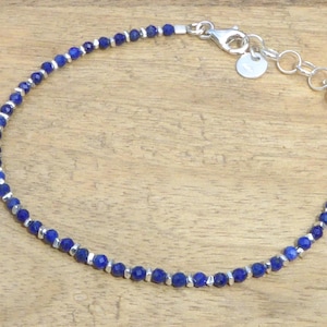 Lapis lazuli and 925 and 970 silver bracelet - fine natural blue stone and sterling silver bracelet