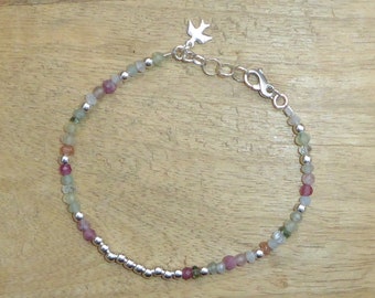 925 silver bracelet with natural stones - fine sterling silver bracelet with gemstones
