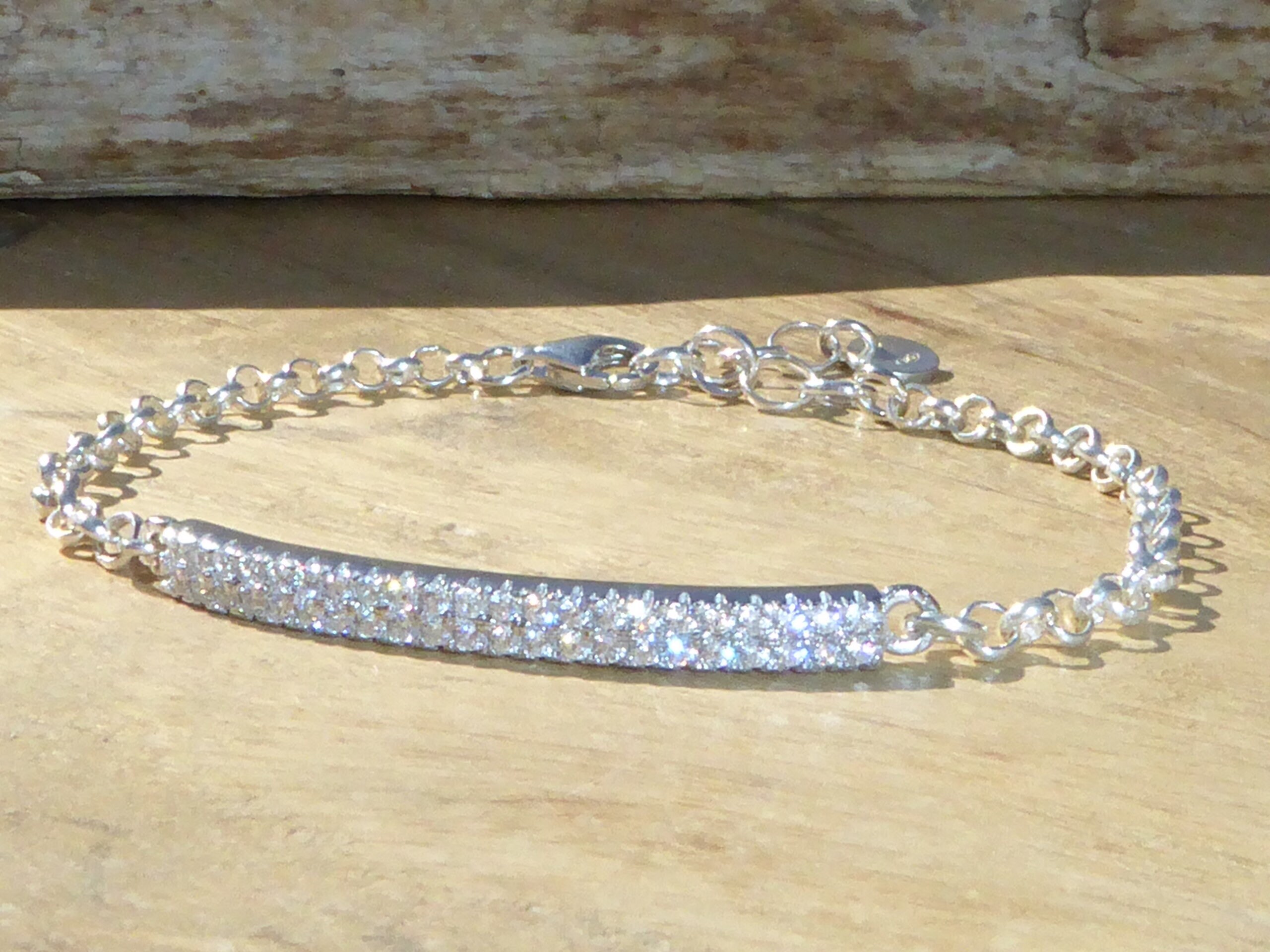 925 Sterling Silver Bracelet and Zircon Rhinestones
