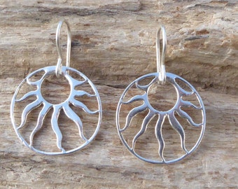 Minimalistische 925 Silber Ohrringe, 925 Sterling Silber Sonnenohrringe