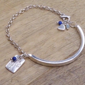 925 Sterling silver tree of life bracelet - sterling silver half bangle bracelet with lapis lazuli stone charms