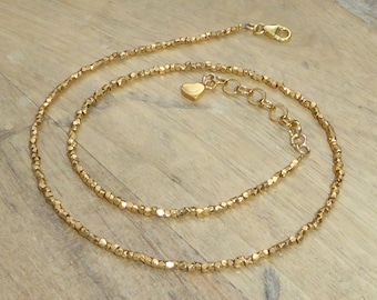 Collier or, fin ras de cou de perles en vermeil 14 carats