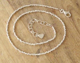 Karen Hill Tribe Silver Necklace, Fine Solid Silver Beaded Choker