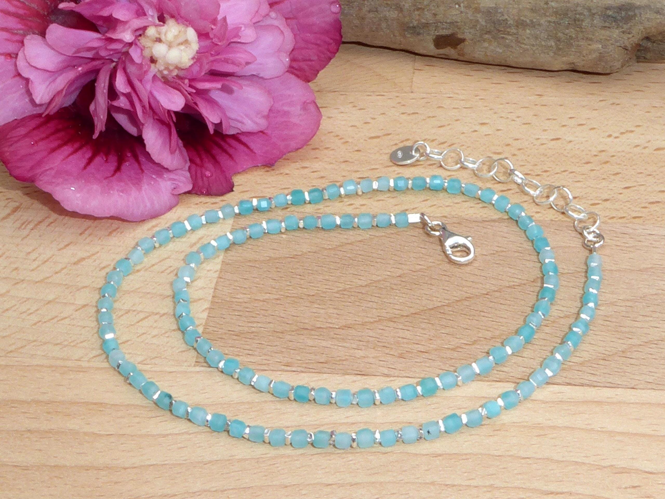 Collana In Argento Sterling Con Ciondolo In Amazzonite Peruviana - Lunghezza 50 Cm - Gioiello Delicato Femminile - 3