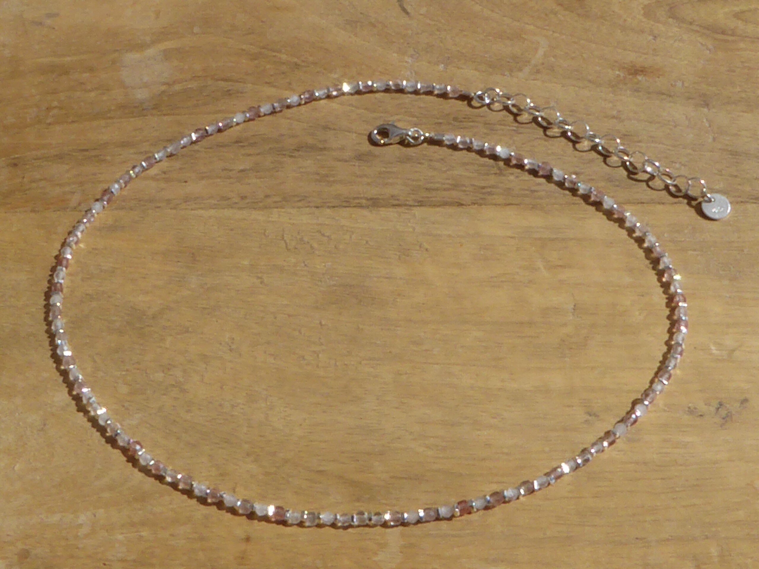 Pink Quartz and 925 and 970/1000 Silver Necklace, Fine Genuine Quartz Stone  and Sterling Silver Choker - Etsy