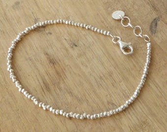 Karen Hill Tribe Sterling Silver Bracelet - Delicate Bracelet with Small Handcrafted Silver Beads - Handmade Jewelry