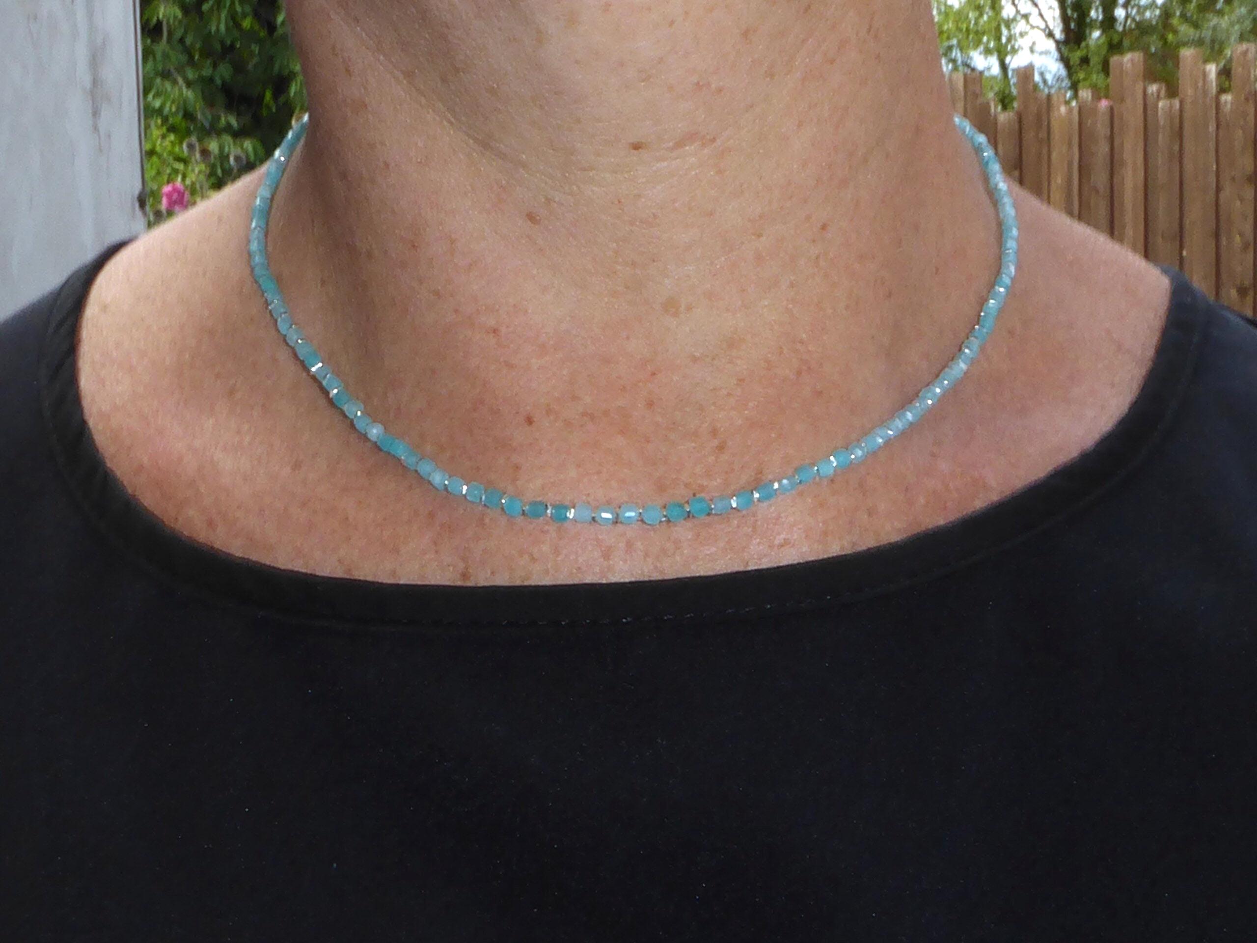 Collana In Argento Sterling Con Ciondolo In Amazzonite Peruviana - Lunghezza 50 Cm - Gioiello Delicato Femminile - 2