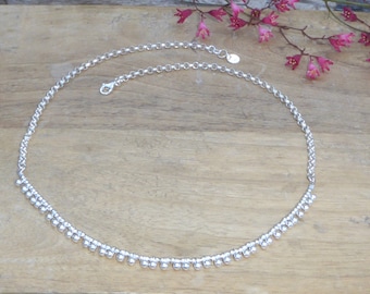 Collier argent 925 pampilles, collier perles et chaîne en argent 925