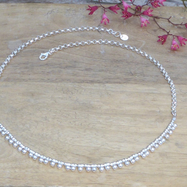 Collier argent 925 pampilles, collier perles et chaîne en argent 925