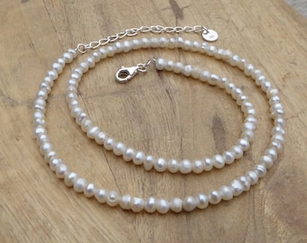 Ras de cou argent 925 et perles de rivière - collier ras de cou classique perles d'eau douce