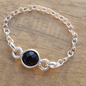 925 silver and black spinel ring - fine sterling silver ring with black stone set