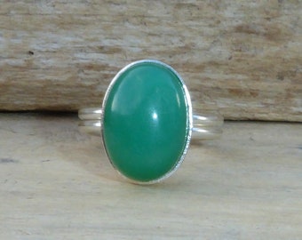 Bague En Jade Vert Ovale - Argent 925 Plaqué Or 18K - Marque Gemondo - Taille Ajustable ? - Neuf Avec étiquettes