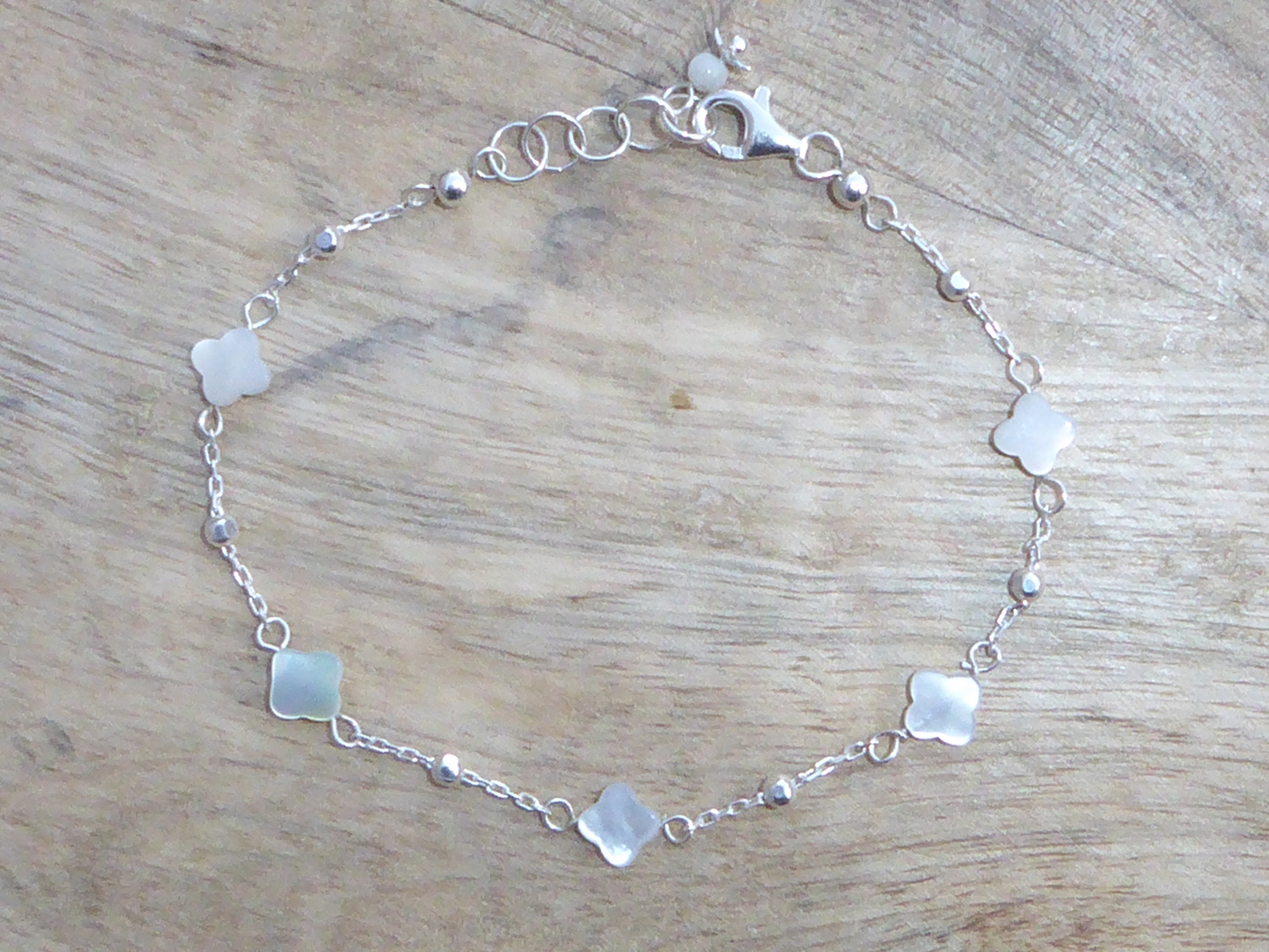 925 Sterling Silver and Mother-of-pearl Bracelet Fine Lucky Bracelet  Sterling Silver 4-leaf Clovers - Etsy