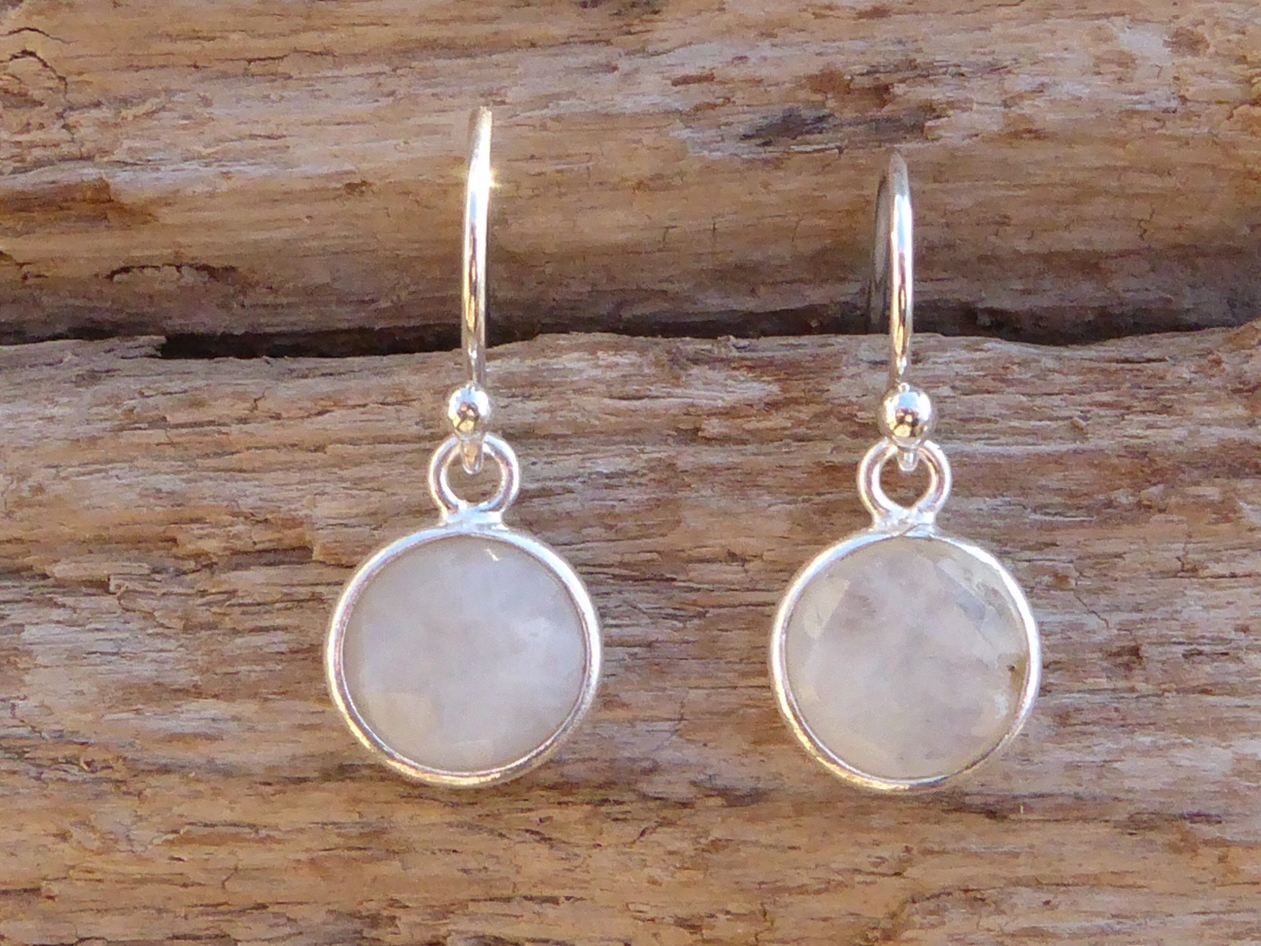 Moonstone and 925 Silver Earrings, Small Sterling Silver Earrings With  Round Moonstone Charms - Etsy