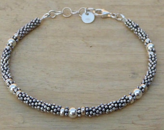 Pulseira de prata 925 - pulseira de contas finas de prata esterlina