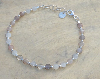 925 Sterling silver bracelet and multicolored moonstone - fine sterling silver and stone bracelet