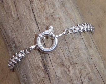 Pulsera de plata de ley 925 con cierre de boya - Pulsera minimalista con cuentas de plata