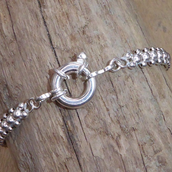 Bracelet argent Sterling 925 fermoir bouée - Bracelet perles en argent minimaliste