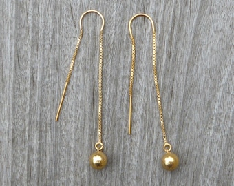 14k gold filled chain earrings - long gold plated ear chains