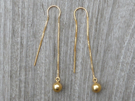 long gold plated earring Gold gold filled 14 carat chain earrings