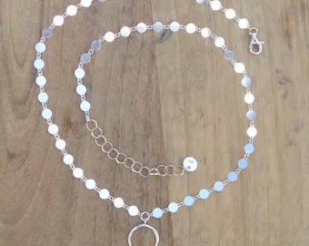 925 silver necklace with moon pendant, chain and crescent moon pendant