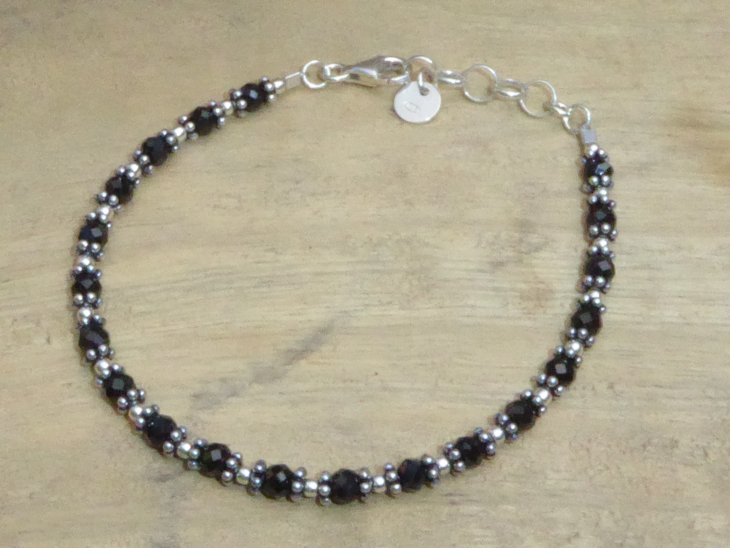 Spinel and 925 Silver Bracelet Black Stone and Sterling Silver Bracelet -  Etsy