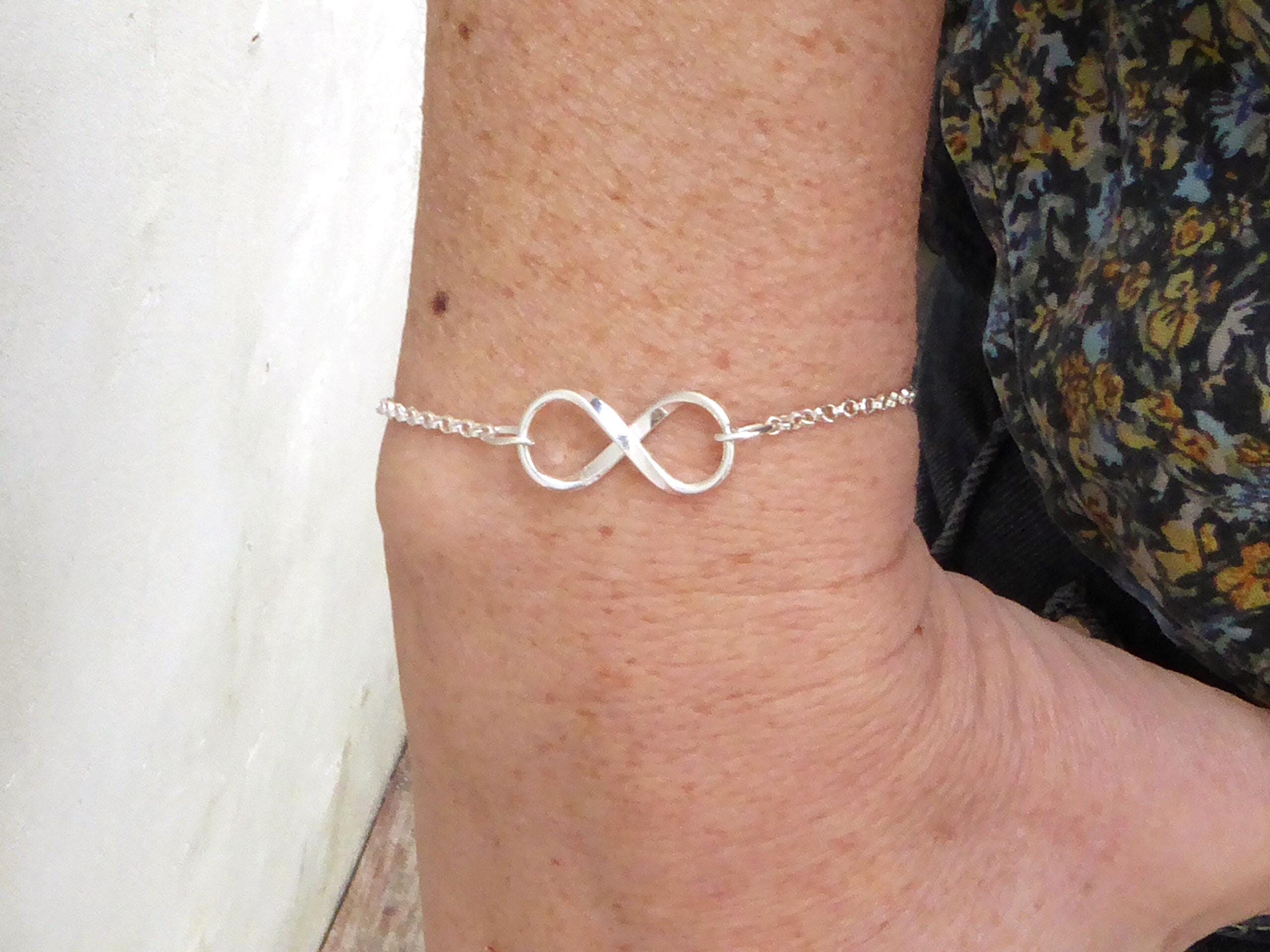 Billie Bijoux 925 Argento Sterling Braccialetto con zircone in per Donna, Forma di Simbolo Infinito Regalo per Amante (A3-Silver